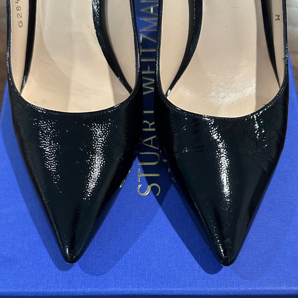 Stuart Weitzman Laney 95 Black Caviar Patent Leather Heels - Picture 4 of 7